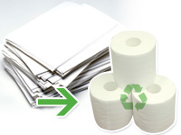 製紙工場にてリサイクル